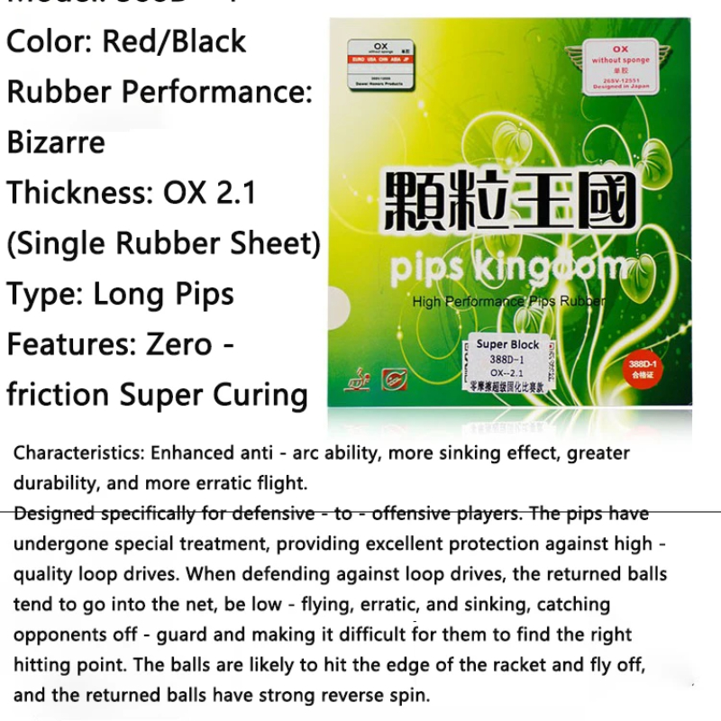 Cured Long Pips OX Pingpong Ru - Table Tennis Zlc ulasan dan harga
